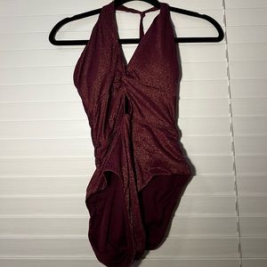purple sparkle one piece swimsuit